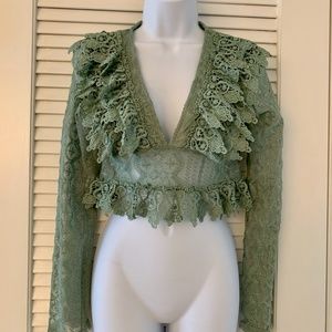 Teal Scalloped Blouse